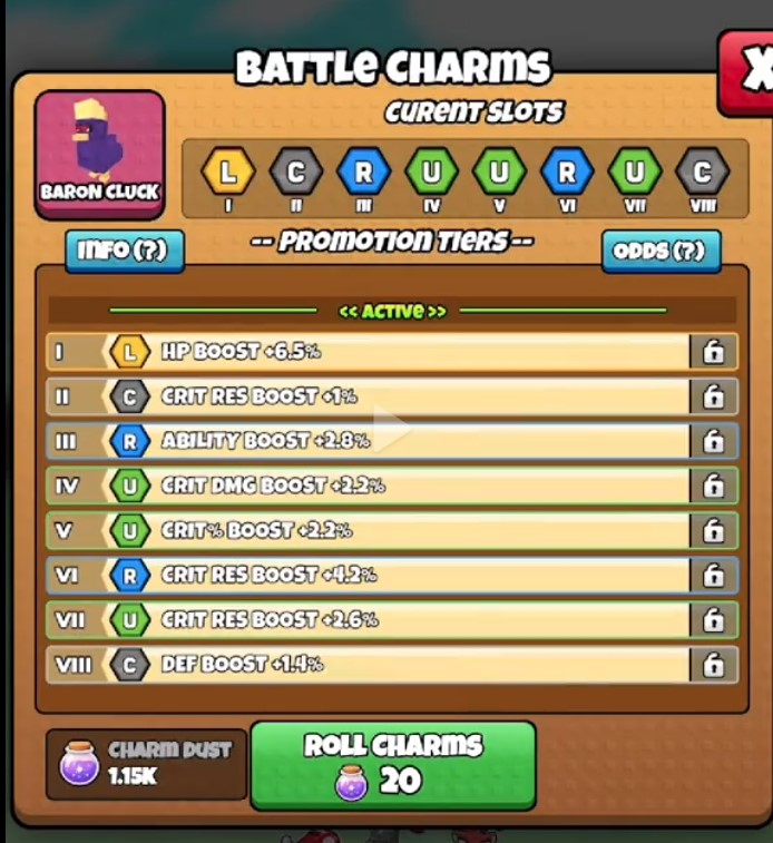Promotion and Battle Charm Guides in Grow A Chicken Fighter